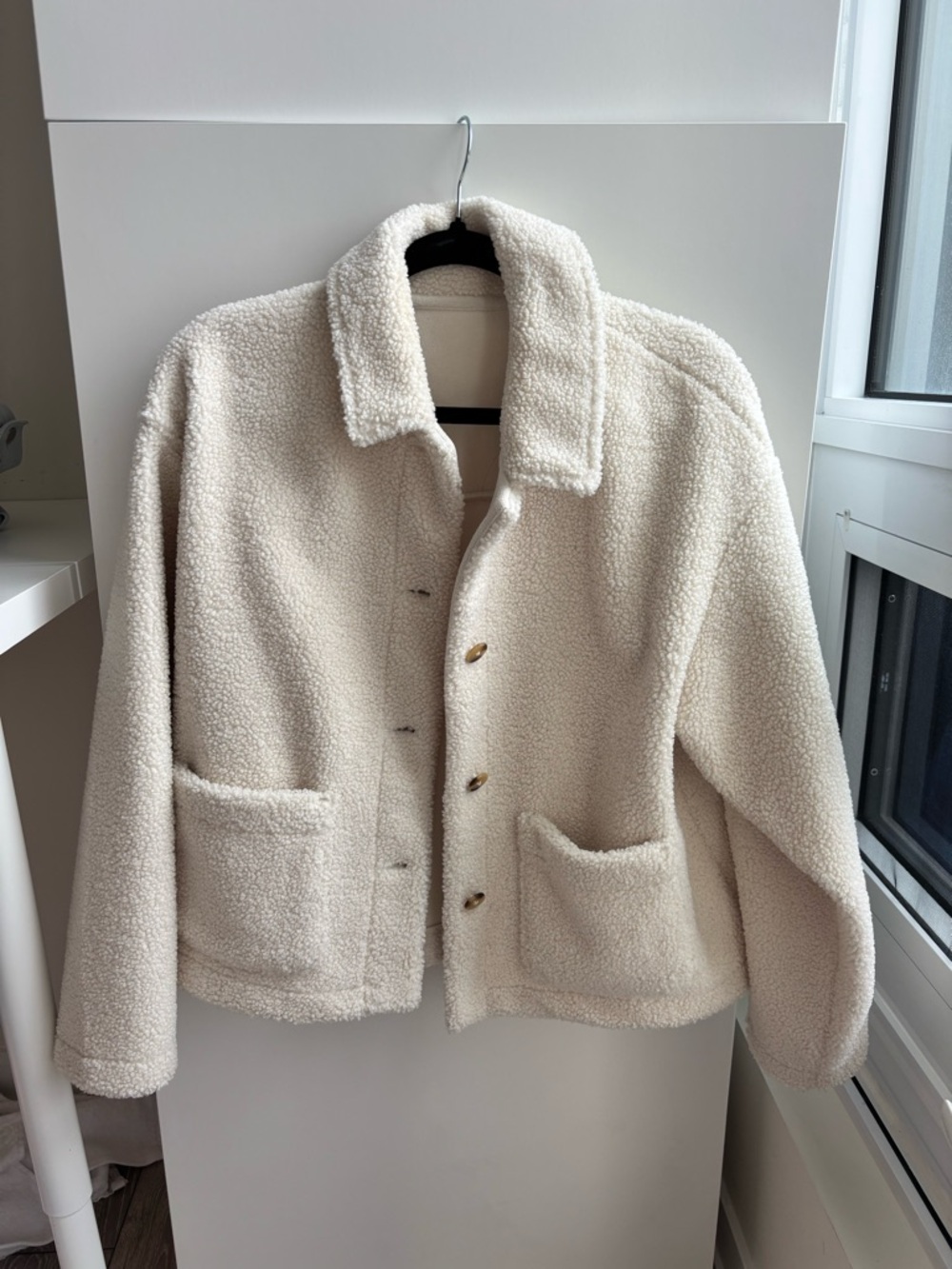 Uniqlo Cream Sherpa Bomber Jacket